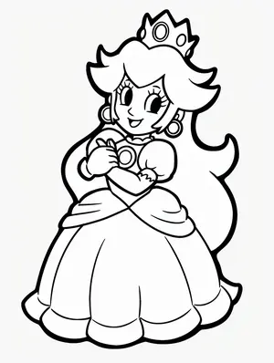 Charming Princess Peach Coloring Pages for Creative Kids - 8